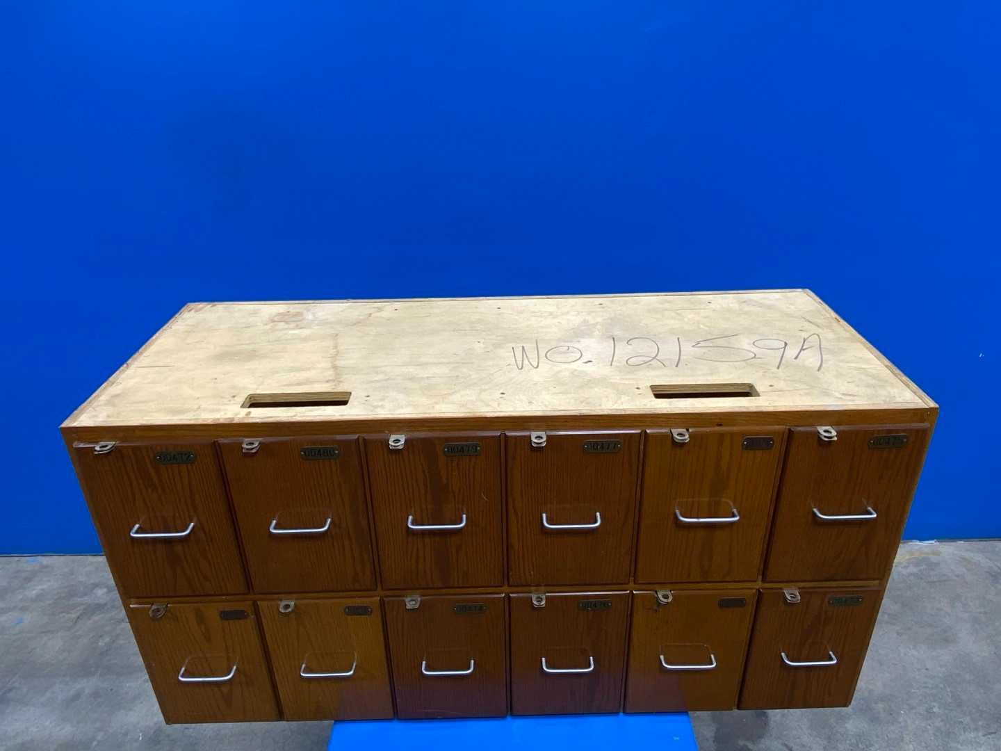 Solid Wood Antique / Vintage Wooden Locker/Cabinet with 12 drawers