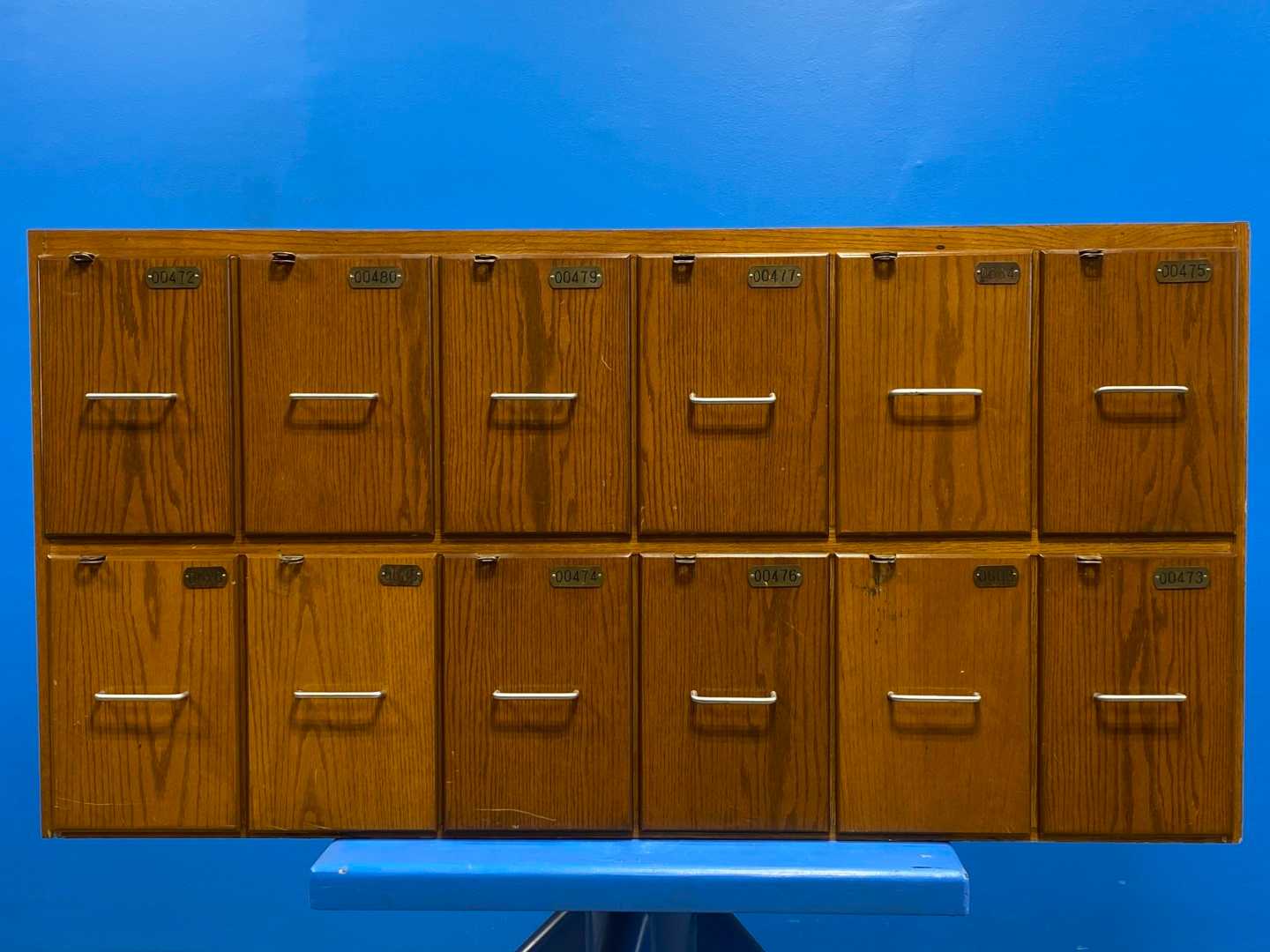 Solid Wood Antique / Vintage Wooden Locker/Cabinet with 12 drawers