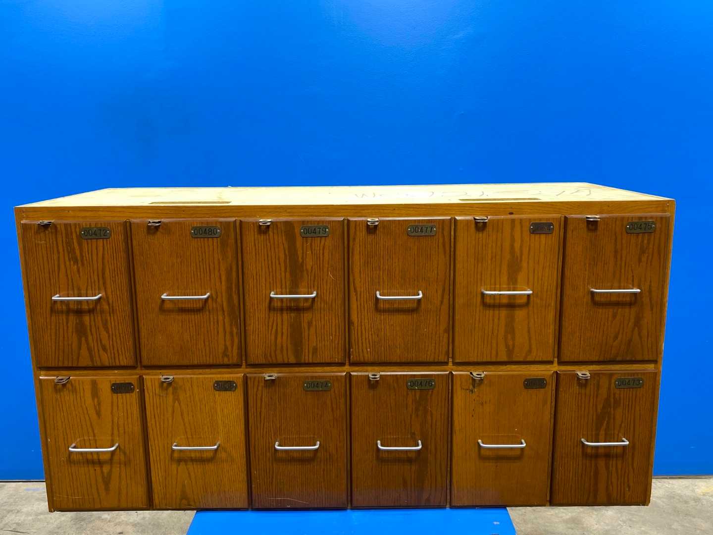 Solid Wood Antique / Vintage Wooden Locker/Cabinet with 12 drawers