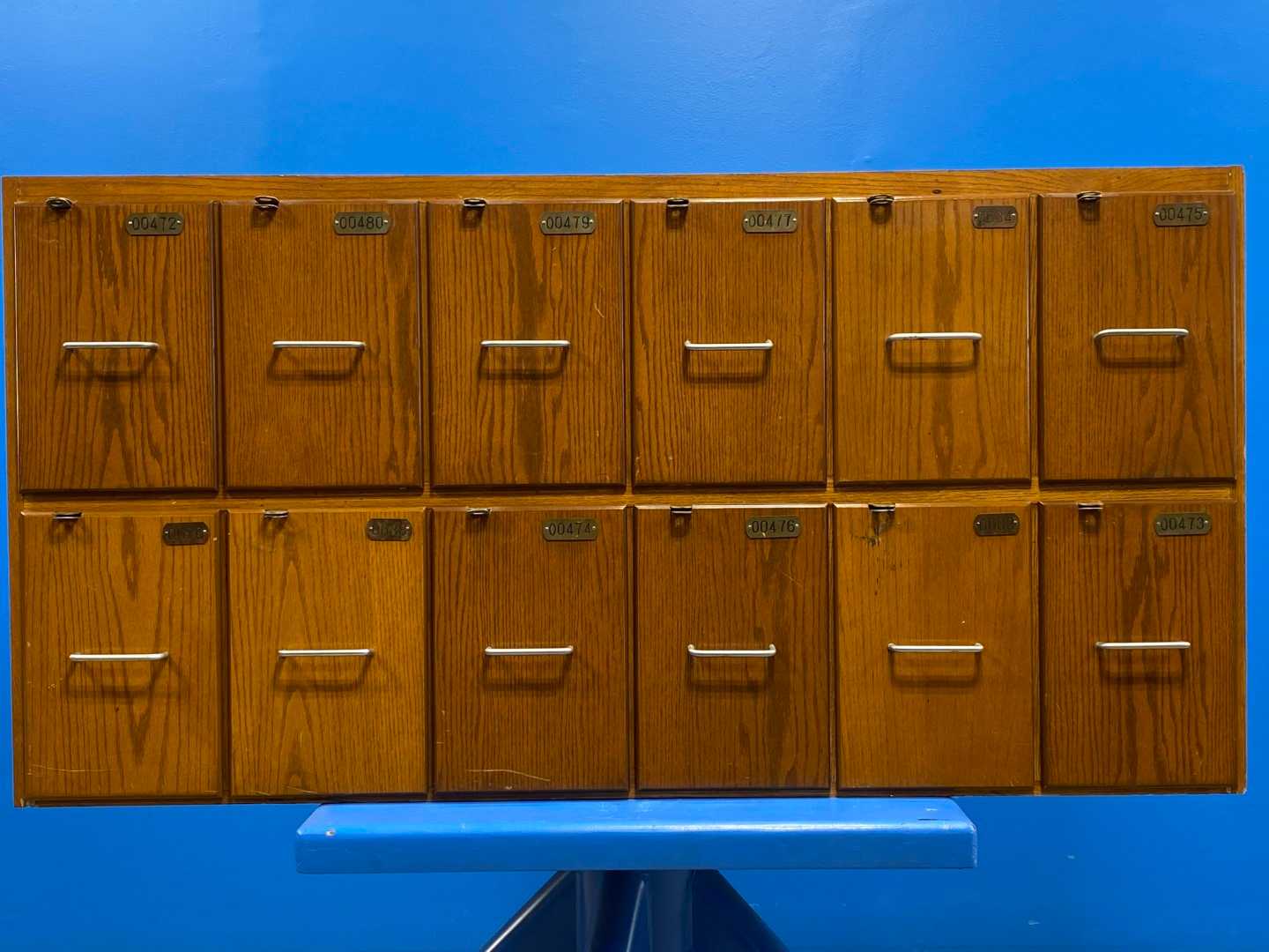 Solid Wood Antique / Vintage Wooden Locker/Cabinet with 12 drawers