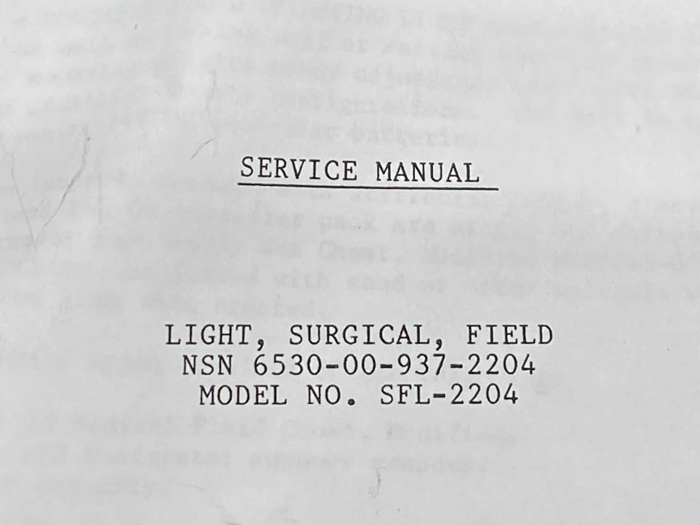 MILITARY PORTABLE FIELD SURGICAL LIGHT, DUAL POWER SOURCE 110V & 24V SFL-2204 