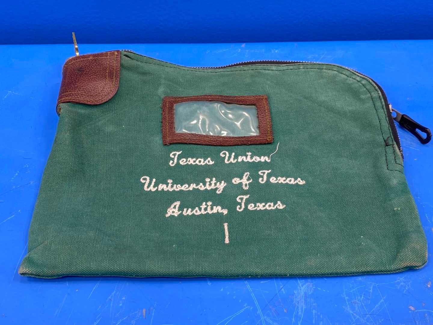 Vintage University of Texas Bank Bag Rifkin Safety w/ Arcolock 11"x9" (Green)