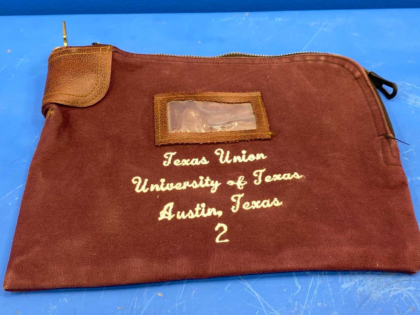 Vintage University of Texas Bank Bag Rifkin Safety w/ Arcolock 11"x9" (Maroon)