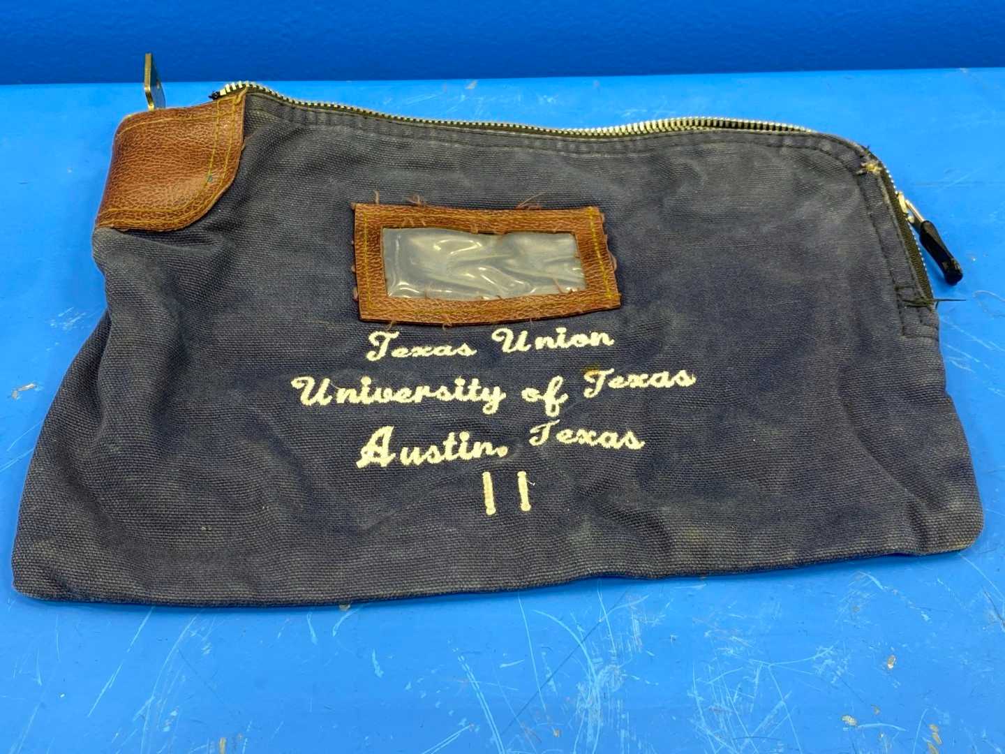 Vintage University of Texas Bank Bag Rifkin Safety w/ Arcolock 8"x11" (Blue)
