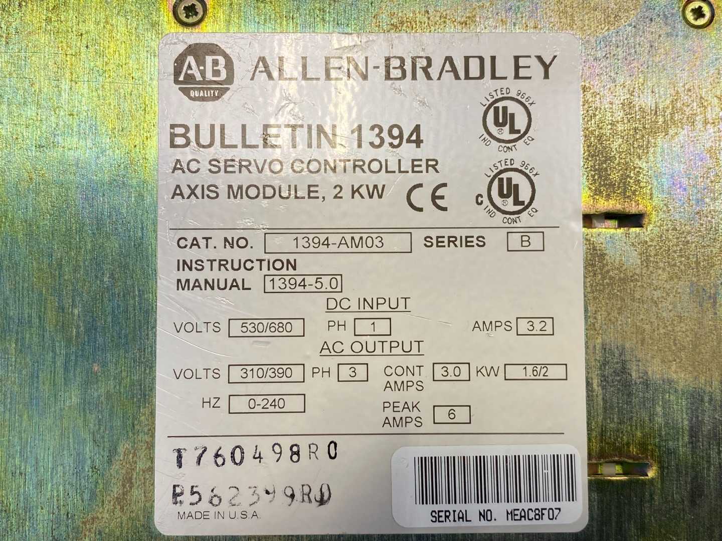 Allen Bradley 1394 Digital Servo Controller 1394-SJT05-T-RL Parts AS-IS