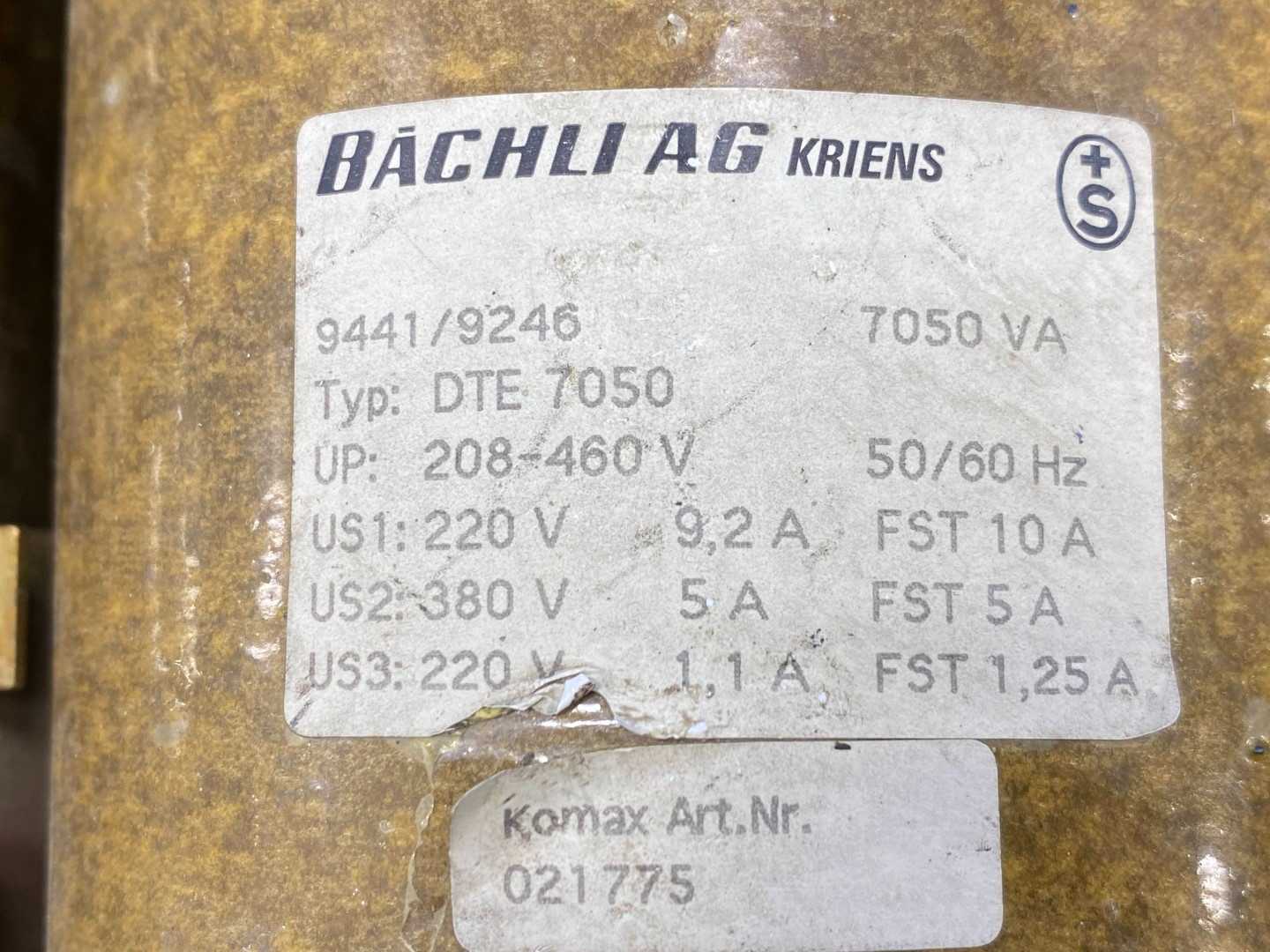 7050VA BACHLI AG  KRIENS DTE-7050 Bachli DRE-7050 Transformer 208/460V