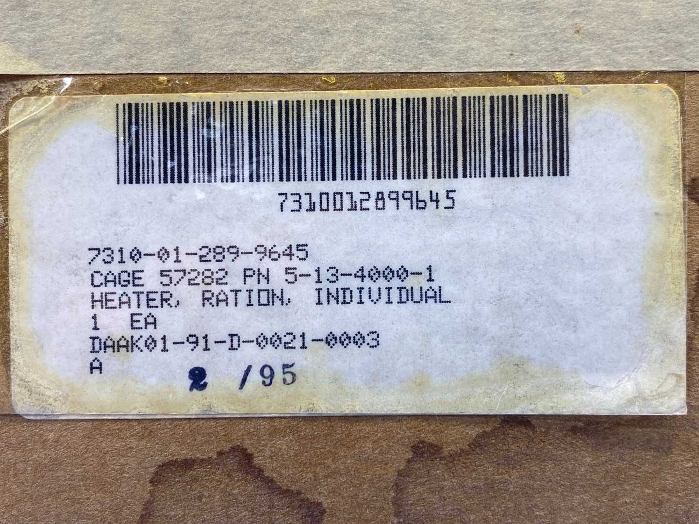 Military Individual Troop MRE Meal Ready to Eat Ration Heater 24 Volt