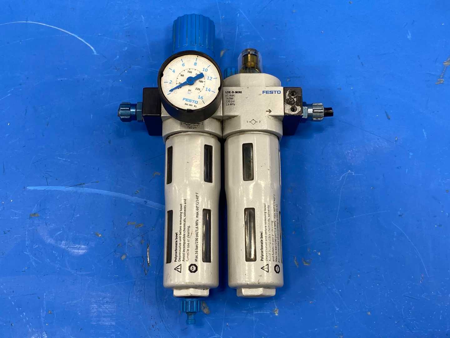 FESTO LFR-D-MINI & LOE-D-MINI Air Regulator & Lubricator 230PSI 