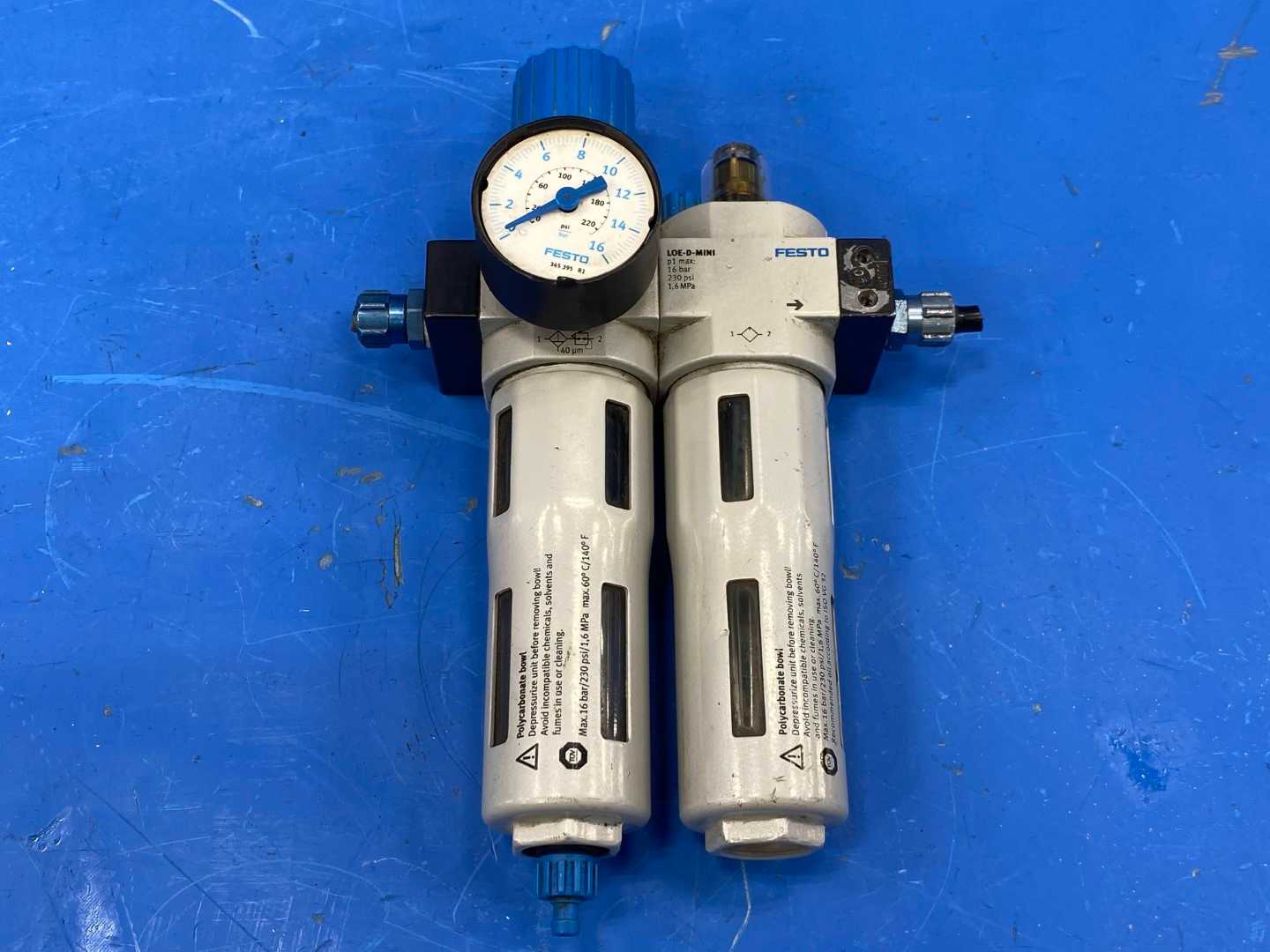 FESTO LFR-D-MINI & LOE-D-MINI Air Regulator & Lubricator 230PSI 