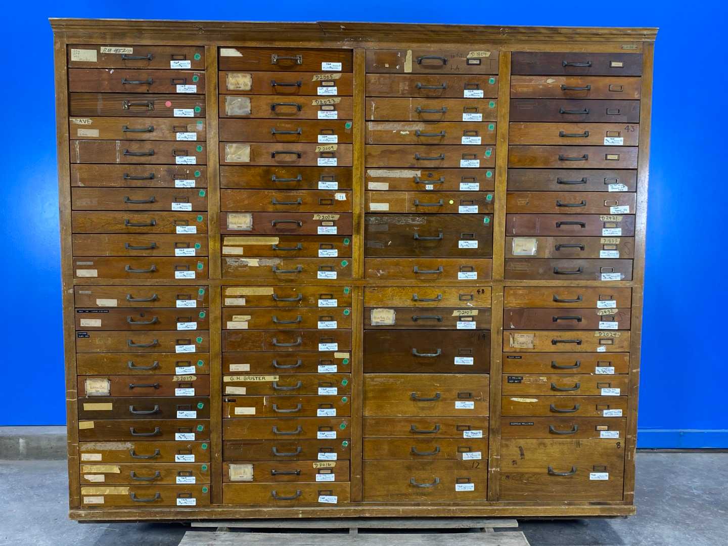 74 Drawer Antique Wood Specimen Cabinet.