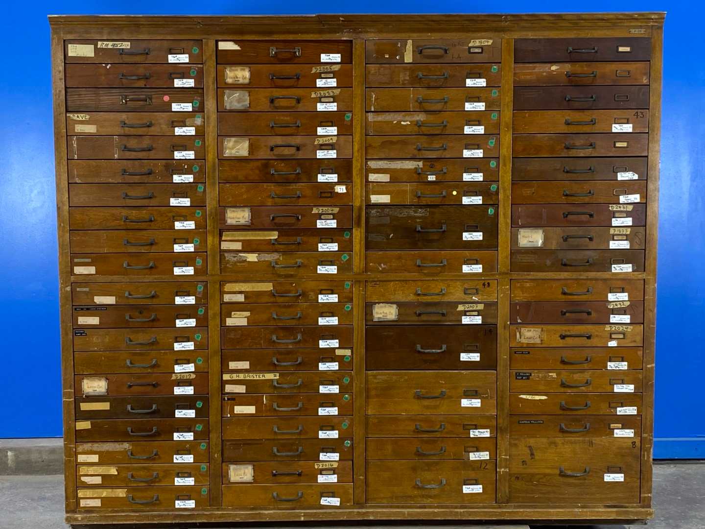 74 Drawer Antique Wood Specimen Cabinet.