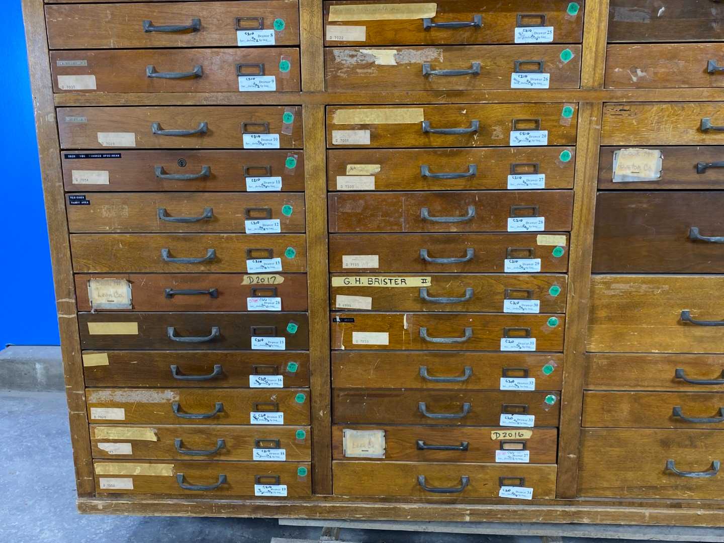 74 Drawer Antique Wood Specimen Cabinet.