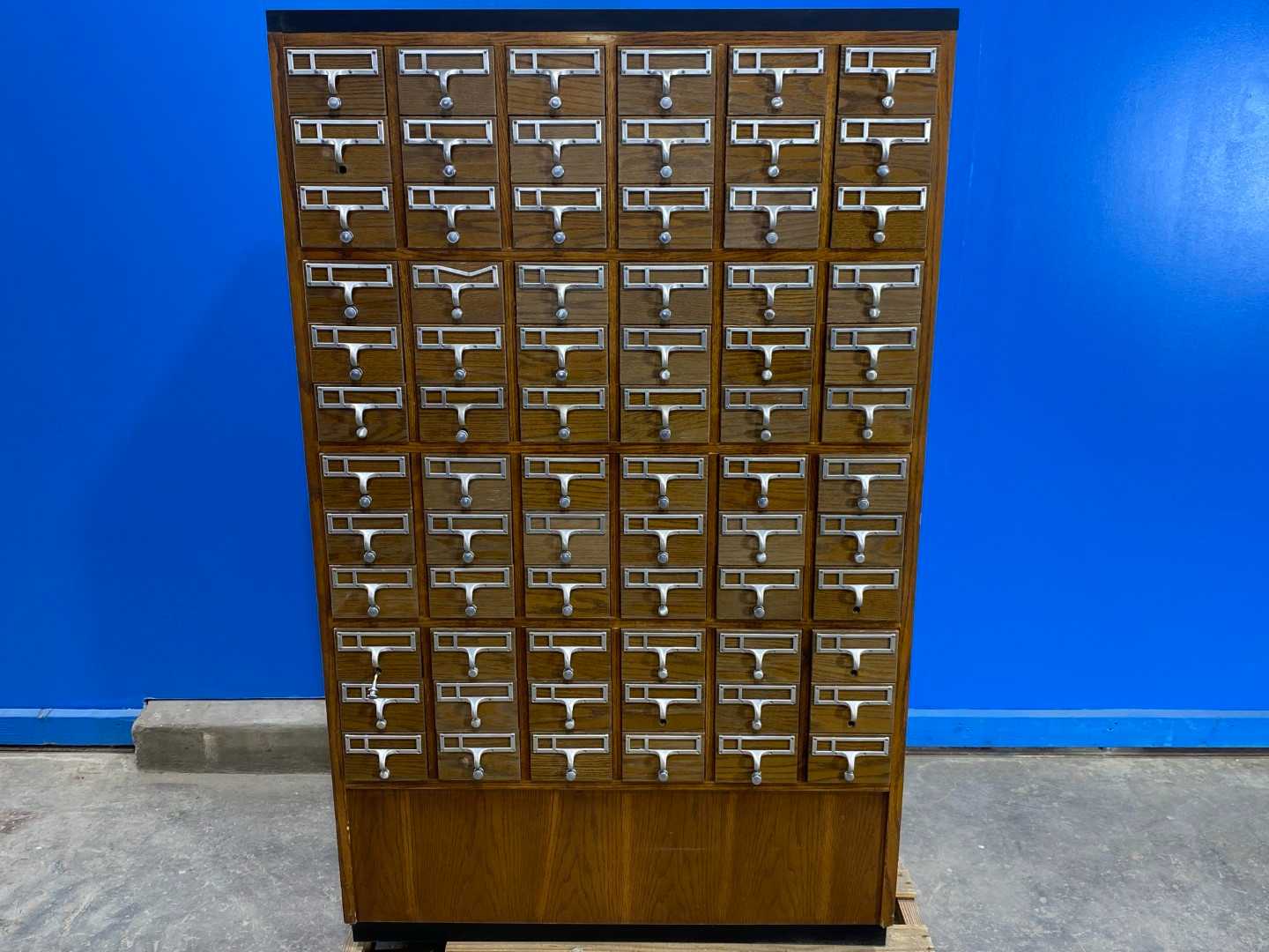 72 Drawer Card Catalog Wood File Cabinet Library Index (Plastic Drawers)