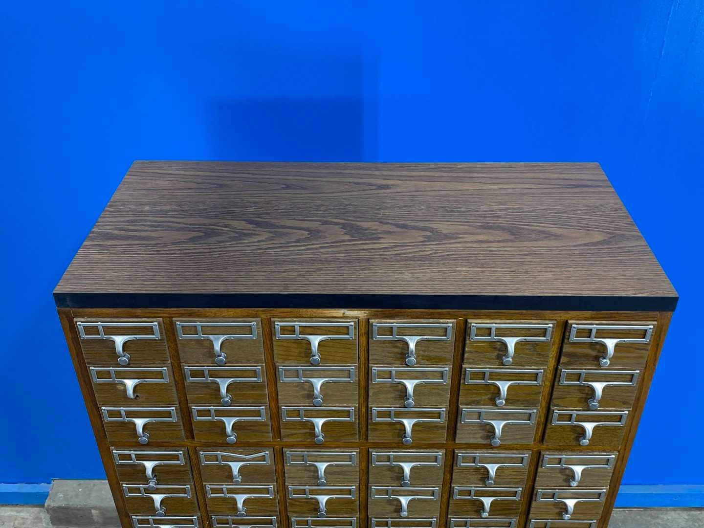 72 Drawer Card Catalog Wood File Cabinet Library Index (Plastic Drawers)