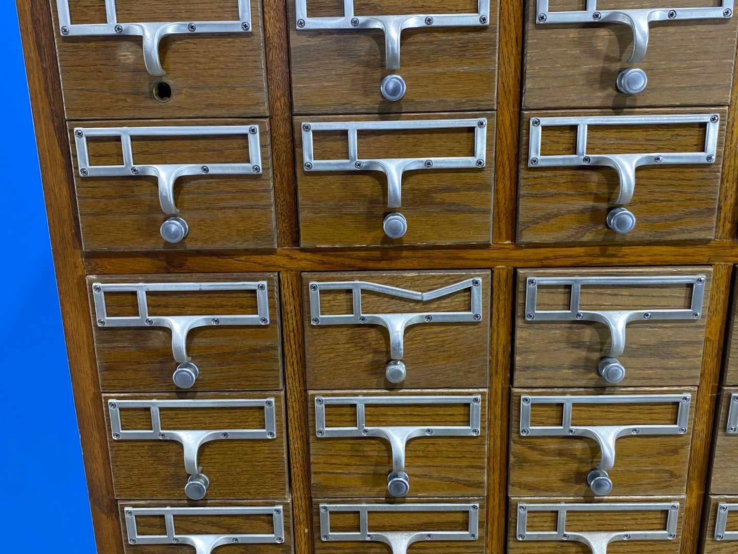72 Drawer Card Catalog Wood File Cabinet Library Index (Plastic Drawers)