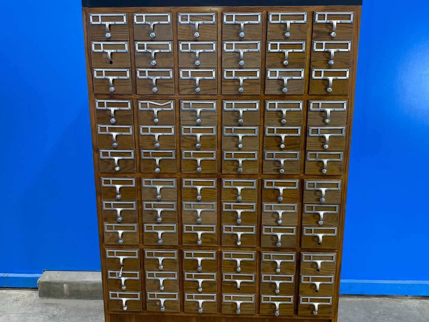 72 Drawer Card Catalog Wood File Cabinet Library Index (Plastic Drawers)