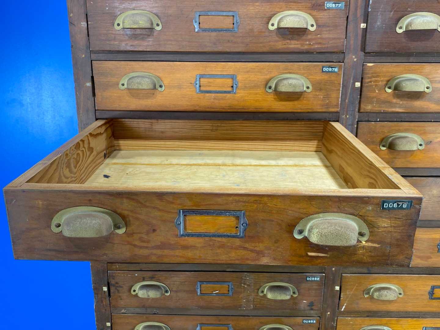 30 Drawer Vintage Wood Specimen Cabinet