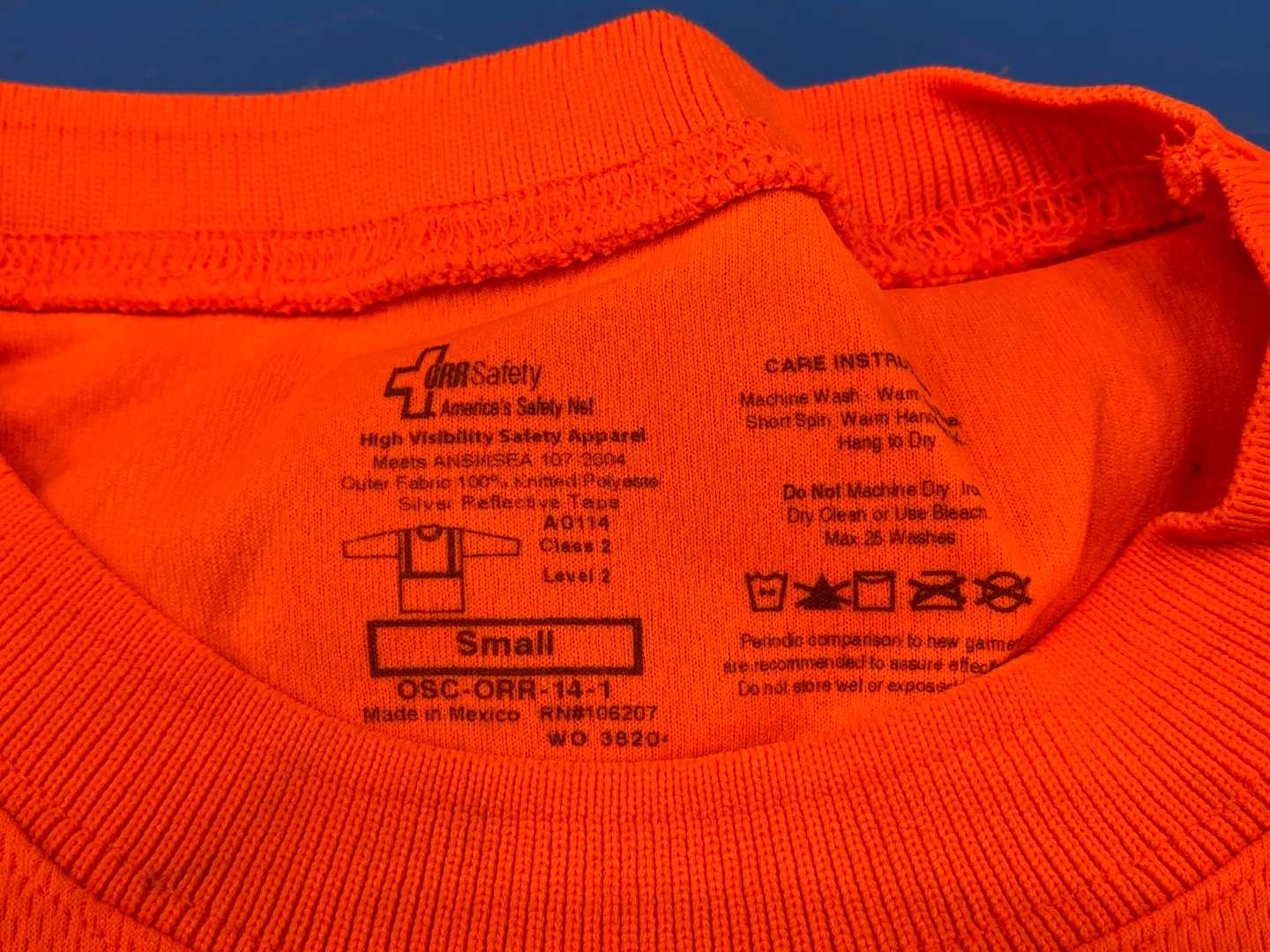 C2 Ansi Orange Long Sleeve Wicking T-Shirt Small OSC-ORR-14-1