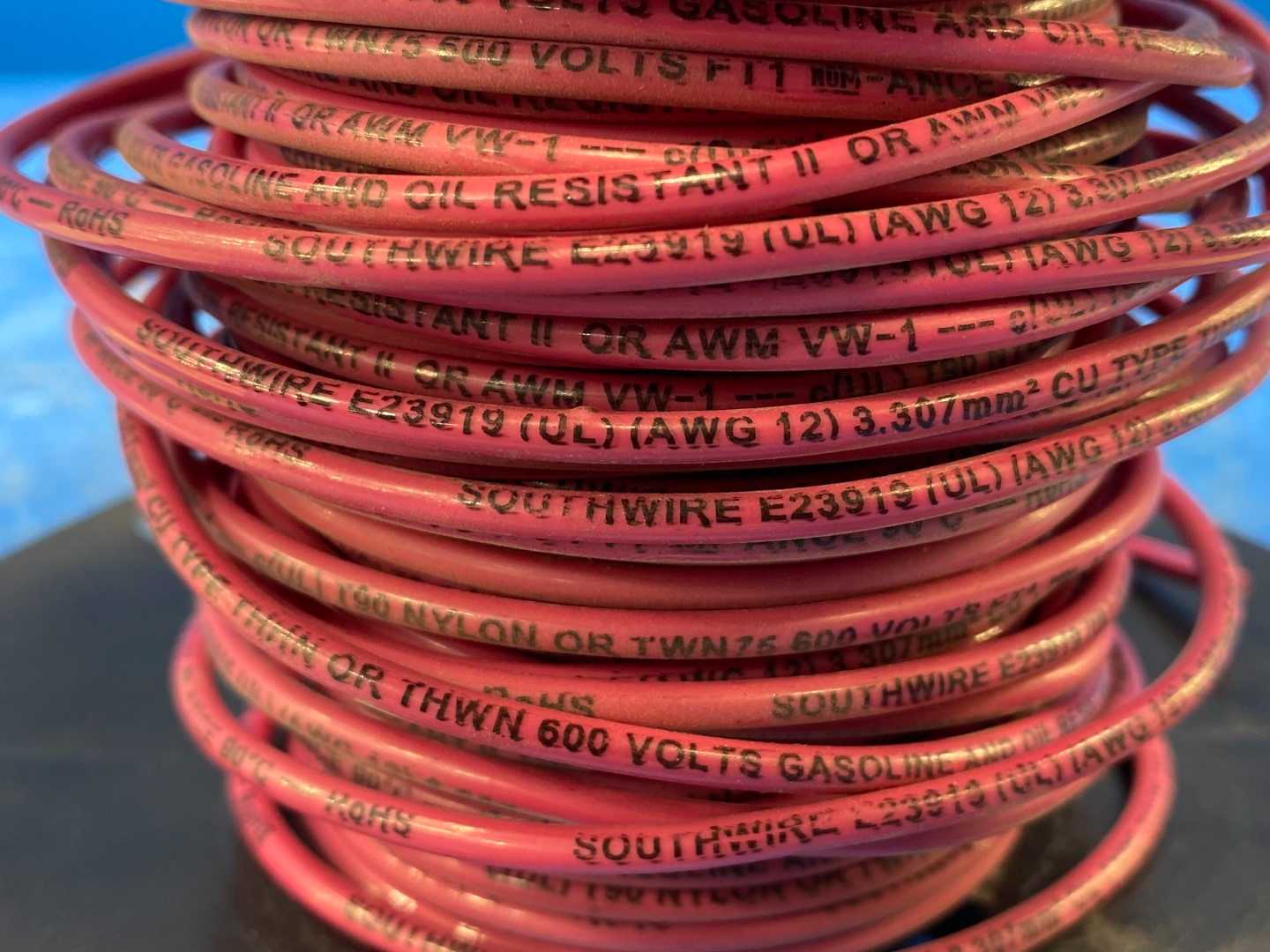 Southwire 12AWG Red Copper Wire Type AWM 50FT