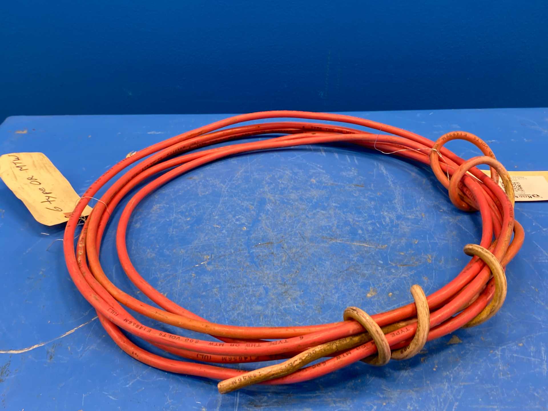 Red Copper Wire 6 AWG Type THW or MTW 30FT