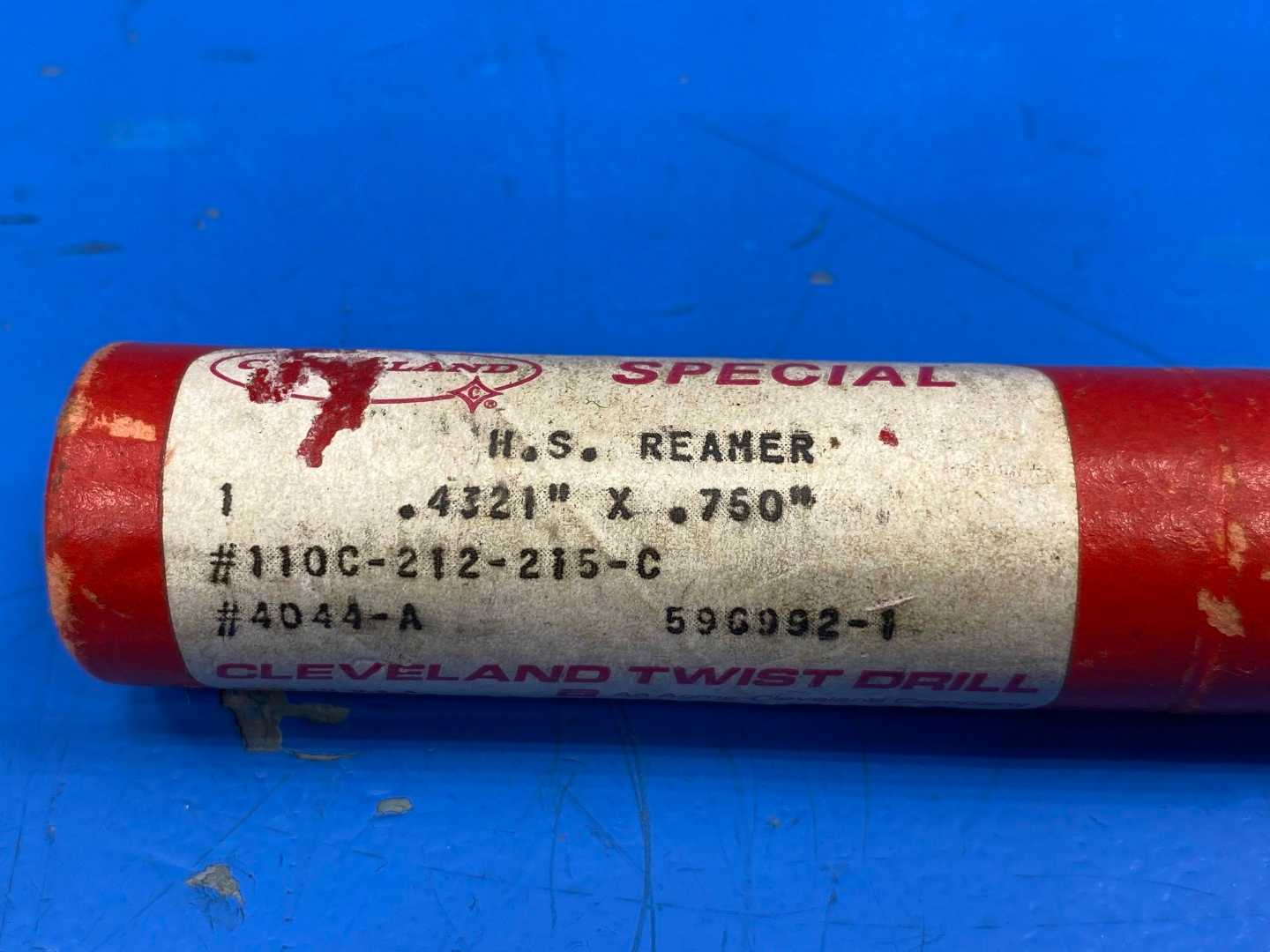 Cleveland  H.S. Reamer .4321" x .750" Diameter x 4" Long