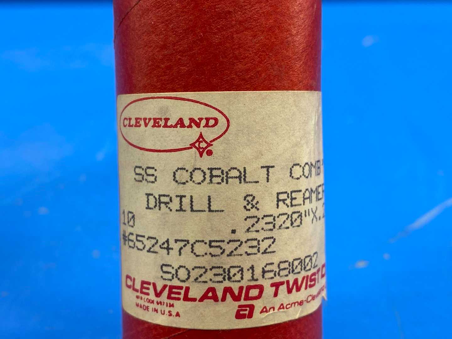 Cleveland Cobalt Comb'n Drill and Reamer .2320" x .2475" 6" Long (Tube of 10)