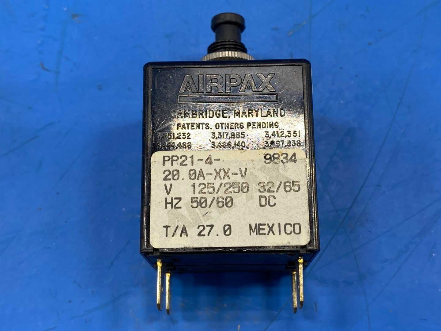 Airpax Volt Circuit Breaker PP21-4- 125/250V