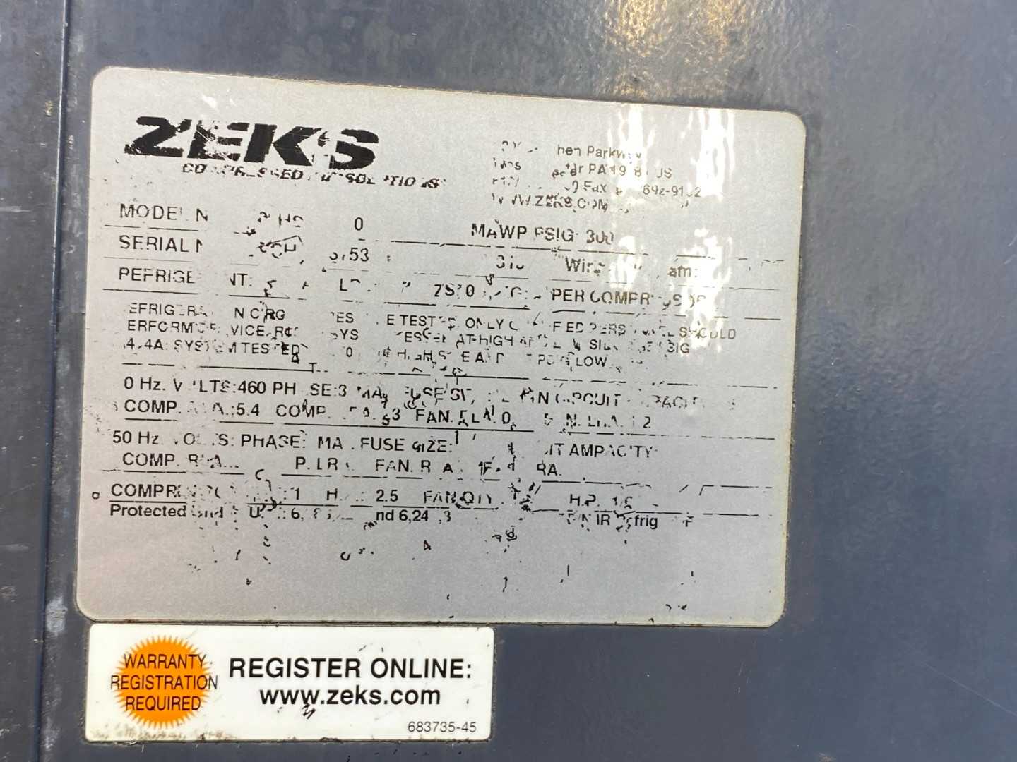 Zeks Heatsink 200HSGA400 Refrigerated Air Dryer - High-Efficiency Moisture Removal System