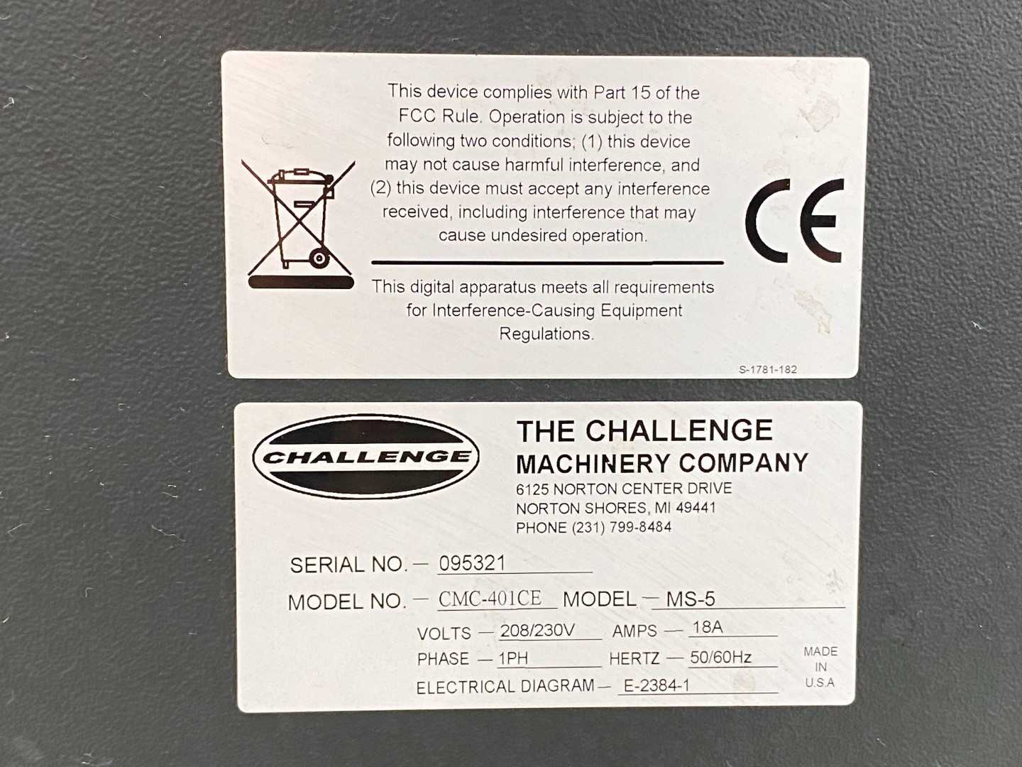 Challenge MS-5 Paper Drill - 3 Drill Heads - Model CMC-401CE - Industrial Print Shop Equipment