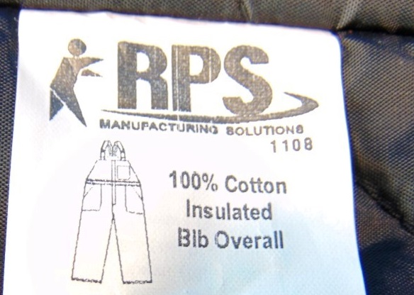 RPS 100% Cotton Insulated Bib Overall Small-Short PD93-S-S