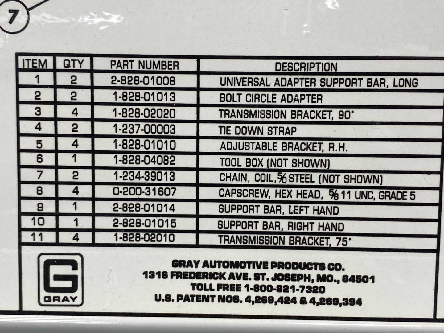 Gray Automotive Universal Adapter Support Bar Tool Kit