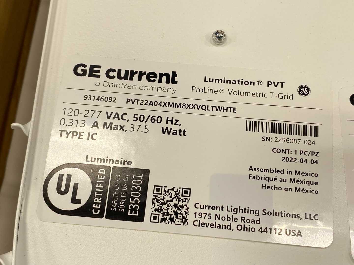 GE Lumination PVT  PVT22A04XMM8XXVQLTWHTE 93146092