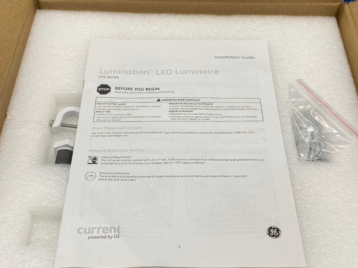 GE LED Lumination Pendant Suspended Light  LPS01210840VRIWHITE UL 4000k 93099224