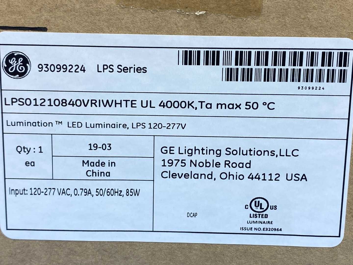 GE LED Lumination Pendant Suspended Light  LPS01210840VRIWHITE UL 4000k 93099224