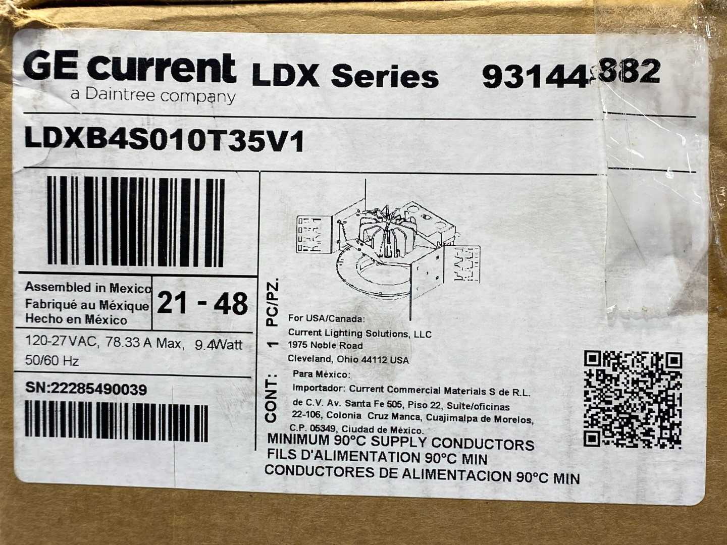 GE Current Lumination LDX Series Square LED Housing LDXB4S010T35V1     93144882