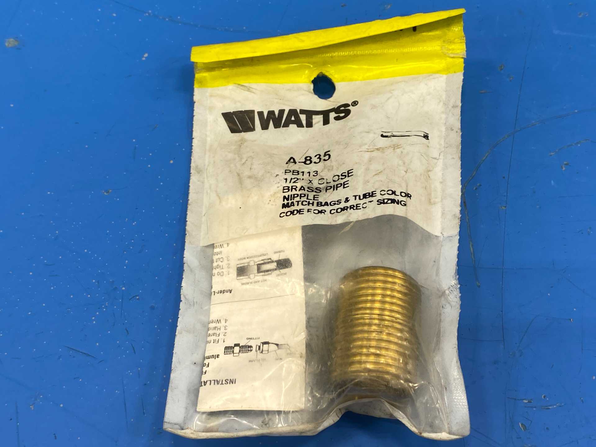 Watts A-835 PB113 1\2"xClose Brass Pipe Nipple