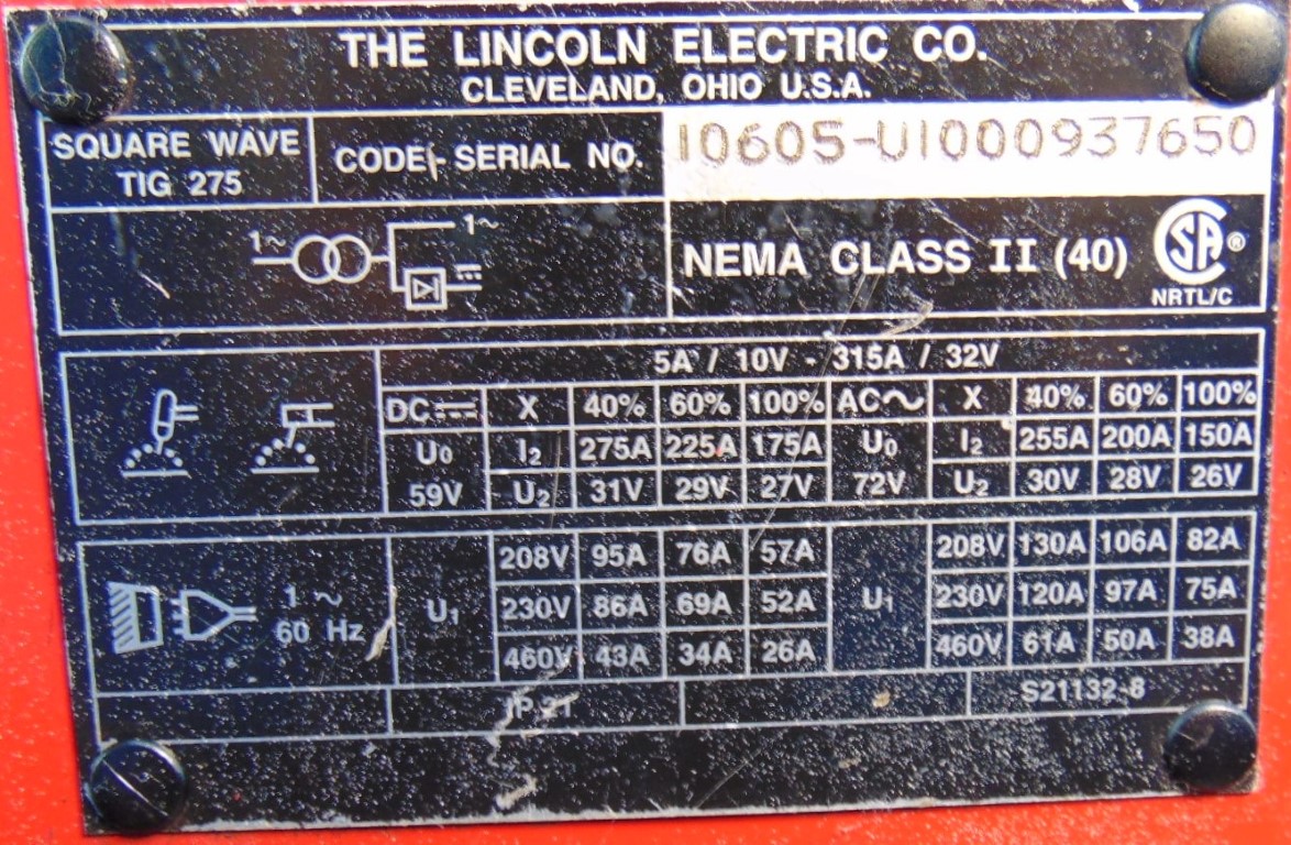 Lincoln Electric Square Wave TIG 275