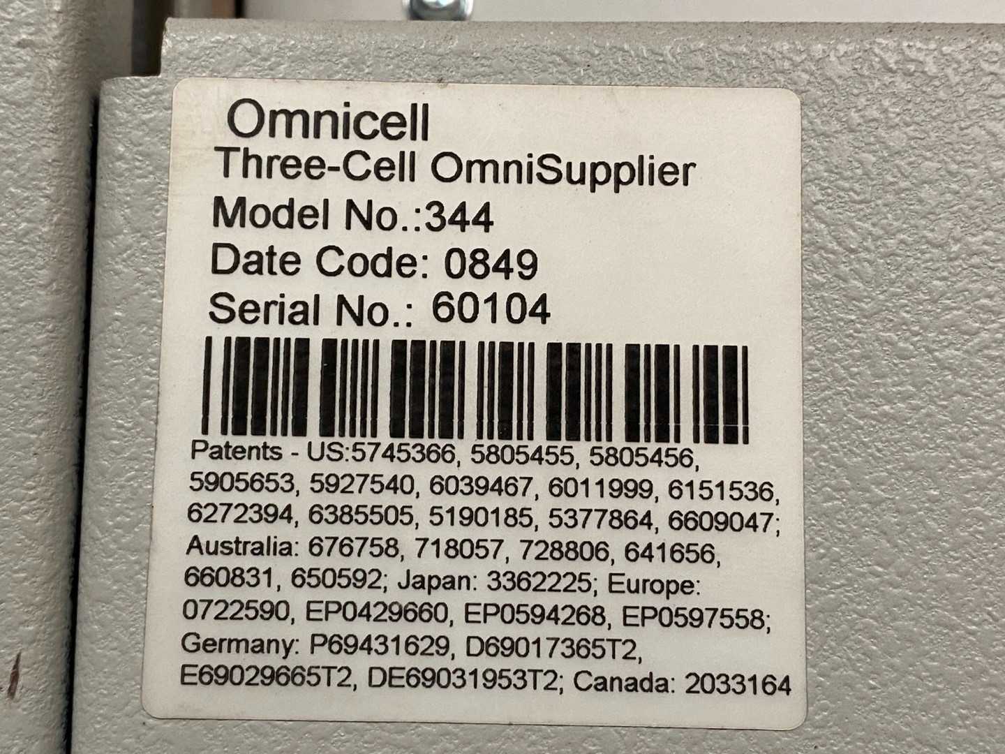 Omnicell 3 Cell  344 Omni Supplier No SD Card Medication Dispensing System