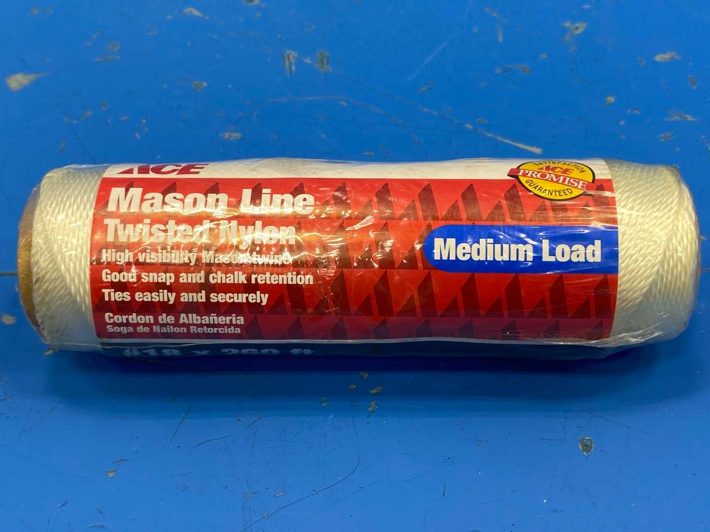 ACE Twisted Nylon Mason Line - 18 Gauge, 260ft - High-Tensile Strength for Construction & Landscaping