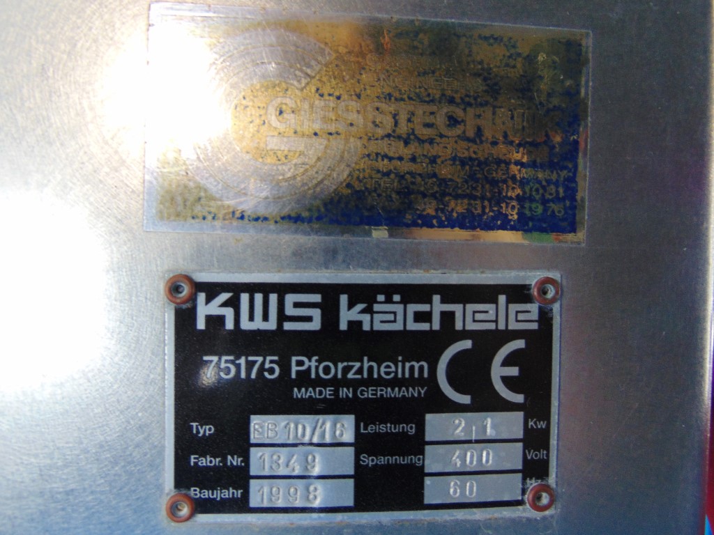 KWS Pforzheim Investment Mixing Machine - Model Kachele EB10/16 - High-Efficiency Industrial Mixer