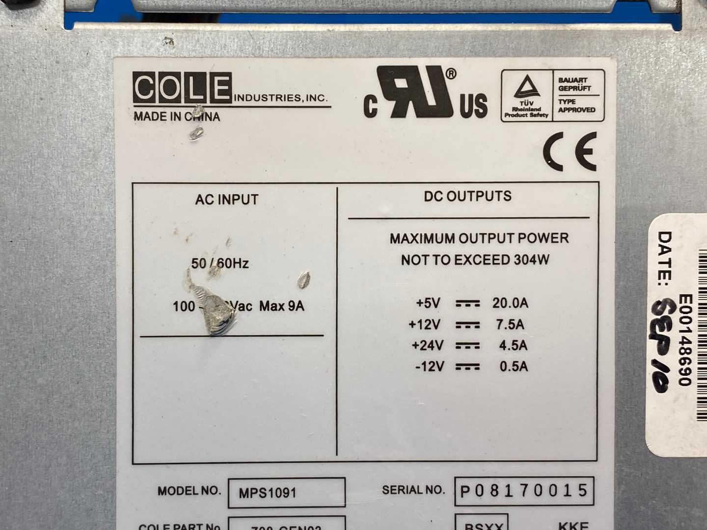 Cole Industries MPS1091-000 C708-GEN03