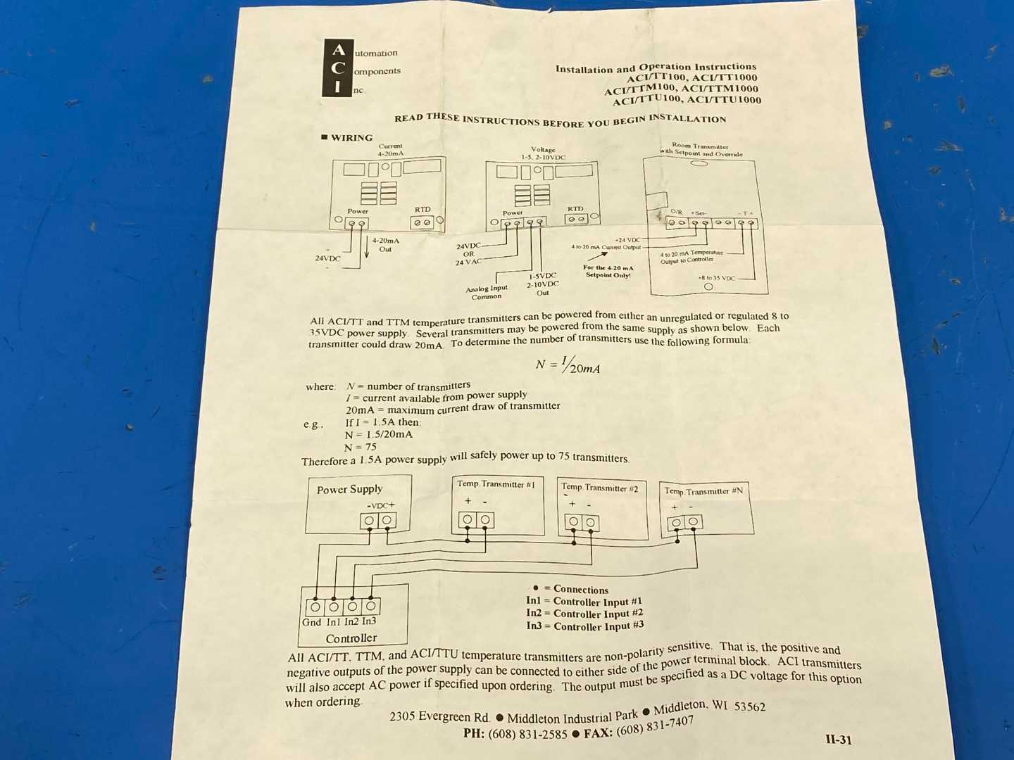 ACI/TT1K-1-1-4 1K Ohm 2 or 3 Wire Platinum RTD Sensor