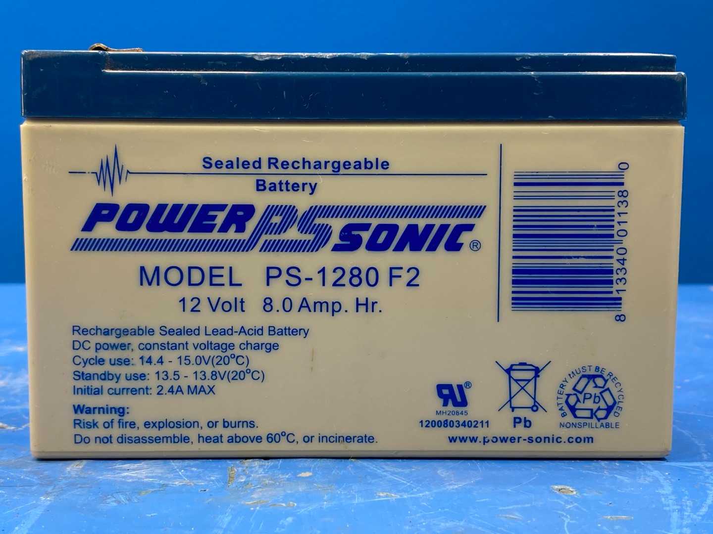 Power Sonic Sealed Rechargable Battery 12V Model PS-1280 F2 