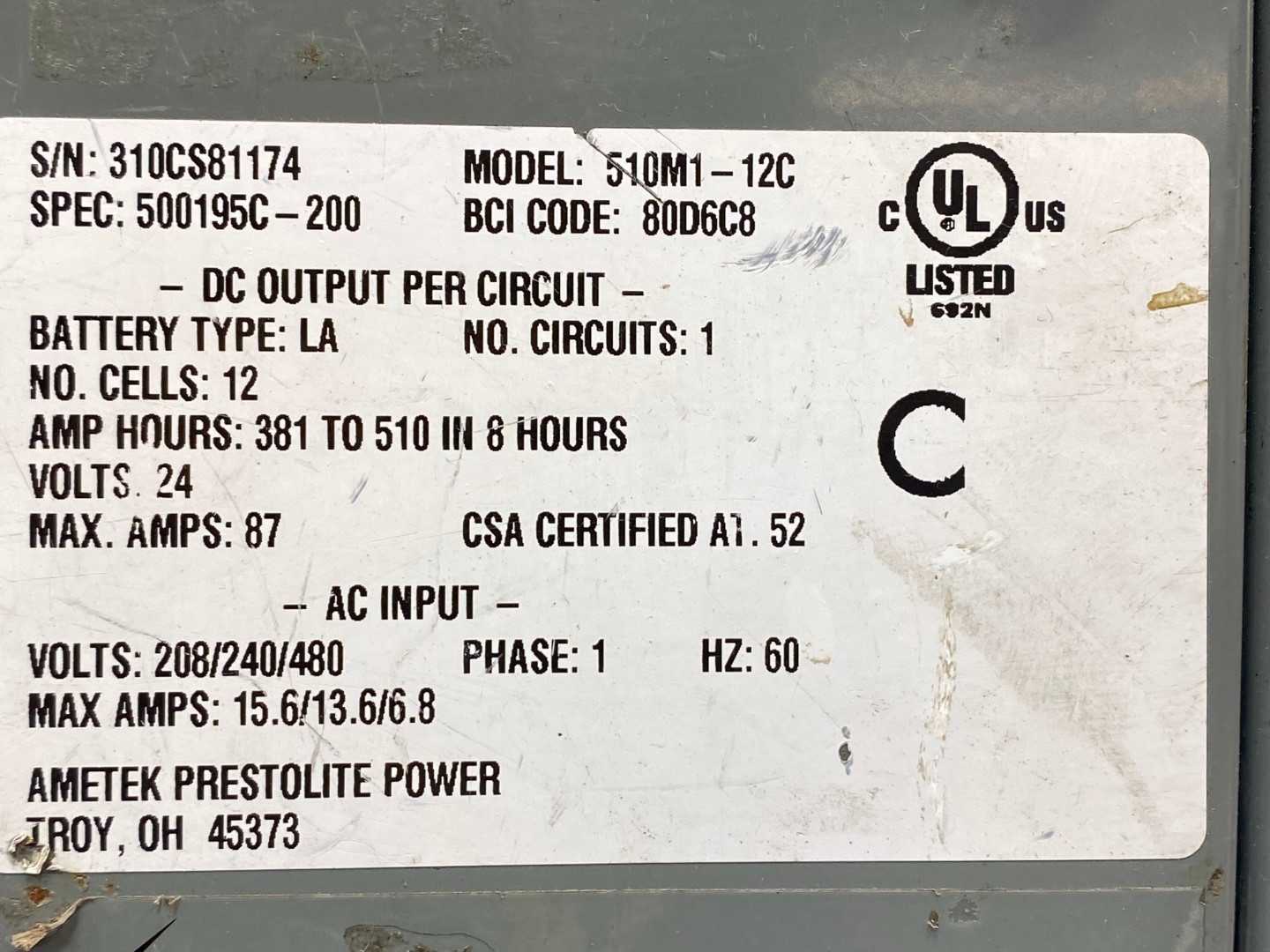 Battery-Mate 510M1-12C 24 Volt Battery Charger (bent in the front) Needs cables