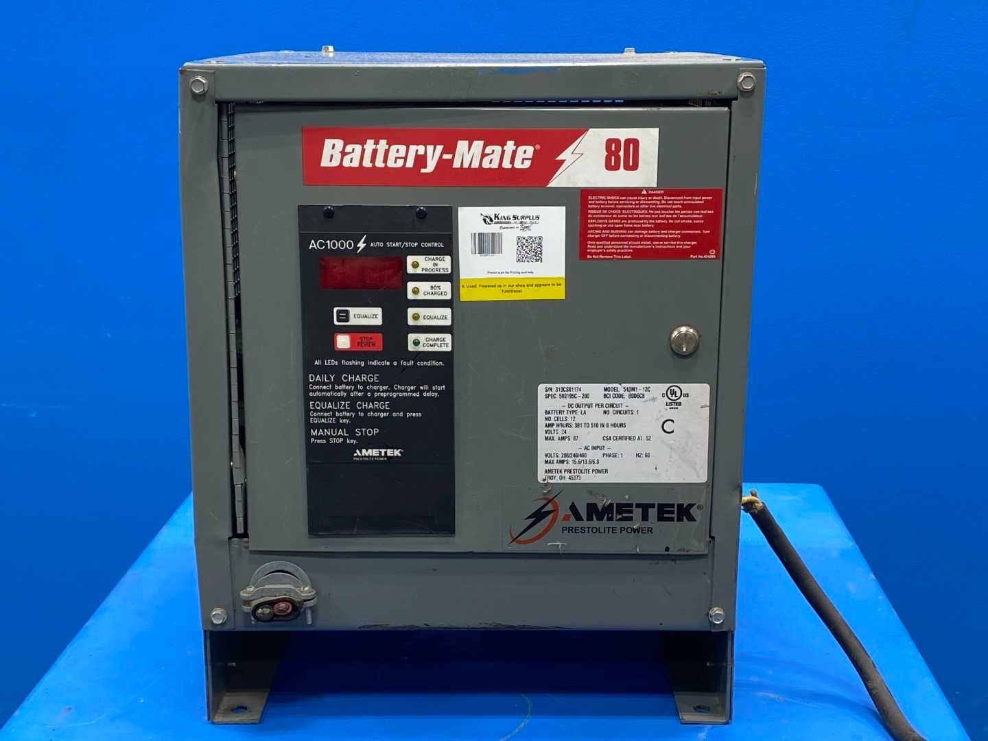 Battery-Mate 510M1-12C 24 Volt Battery Charger (bent in the front) Needs cables