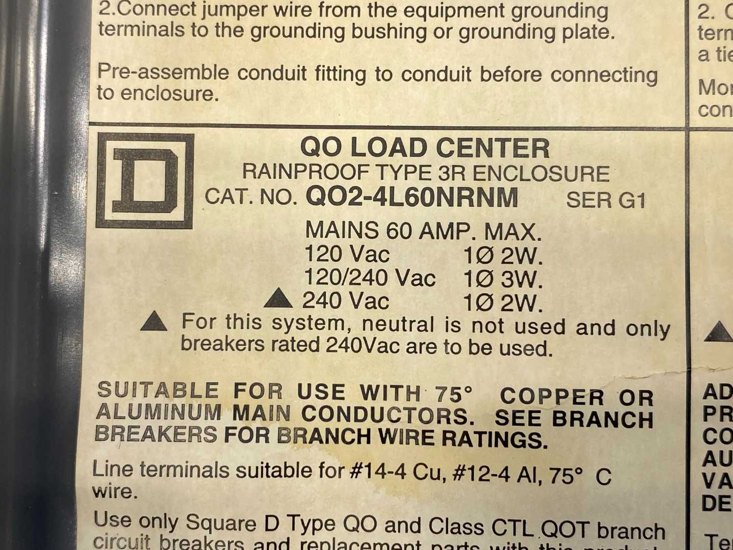 Square D QOE250GFINM HOT TUB Double Pack Non Metallic Enclosures