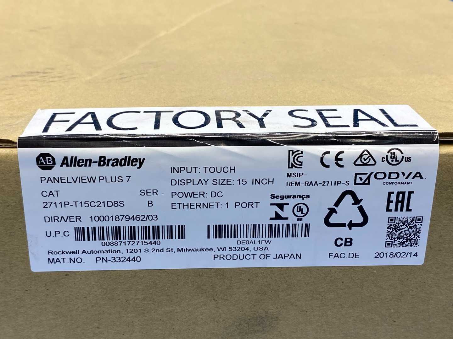 Allen Bradley PanelView Plus 7.0 1500 FACTORY SEALED 2711P-T15C21D8S