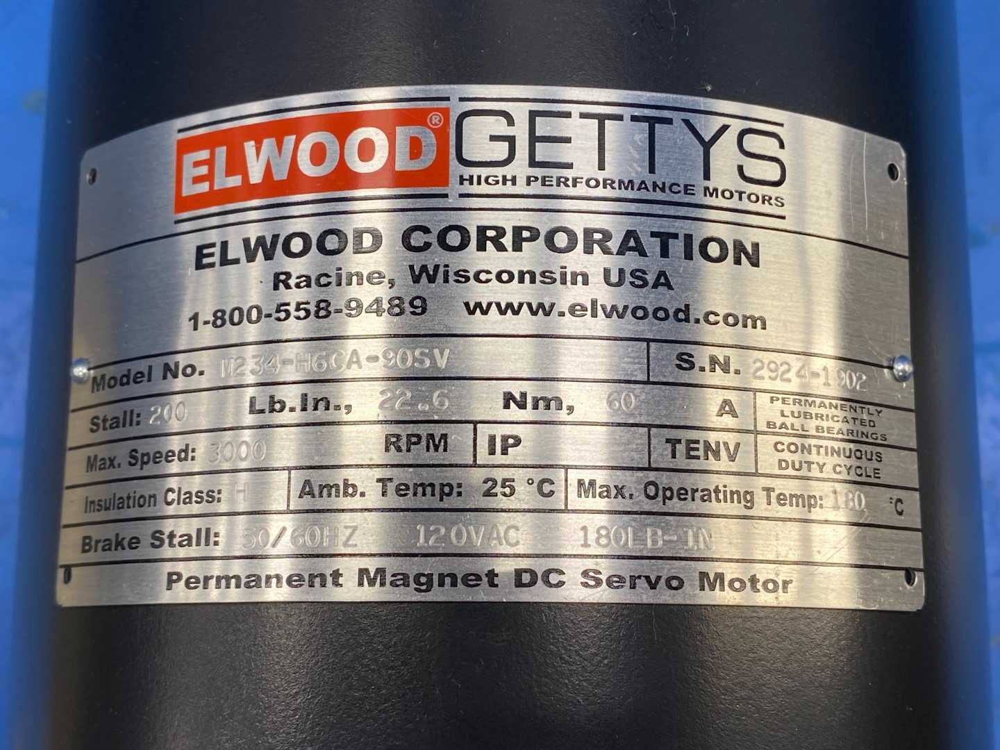 Elwood Gettys M-234-H6CA-90 Servo Motor  D.C Size 2-1 Series 18