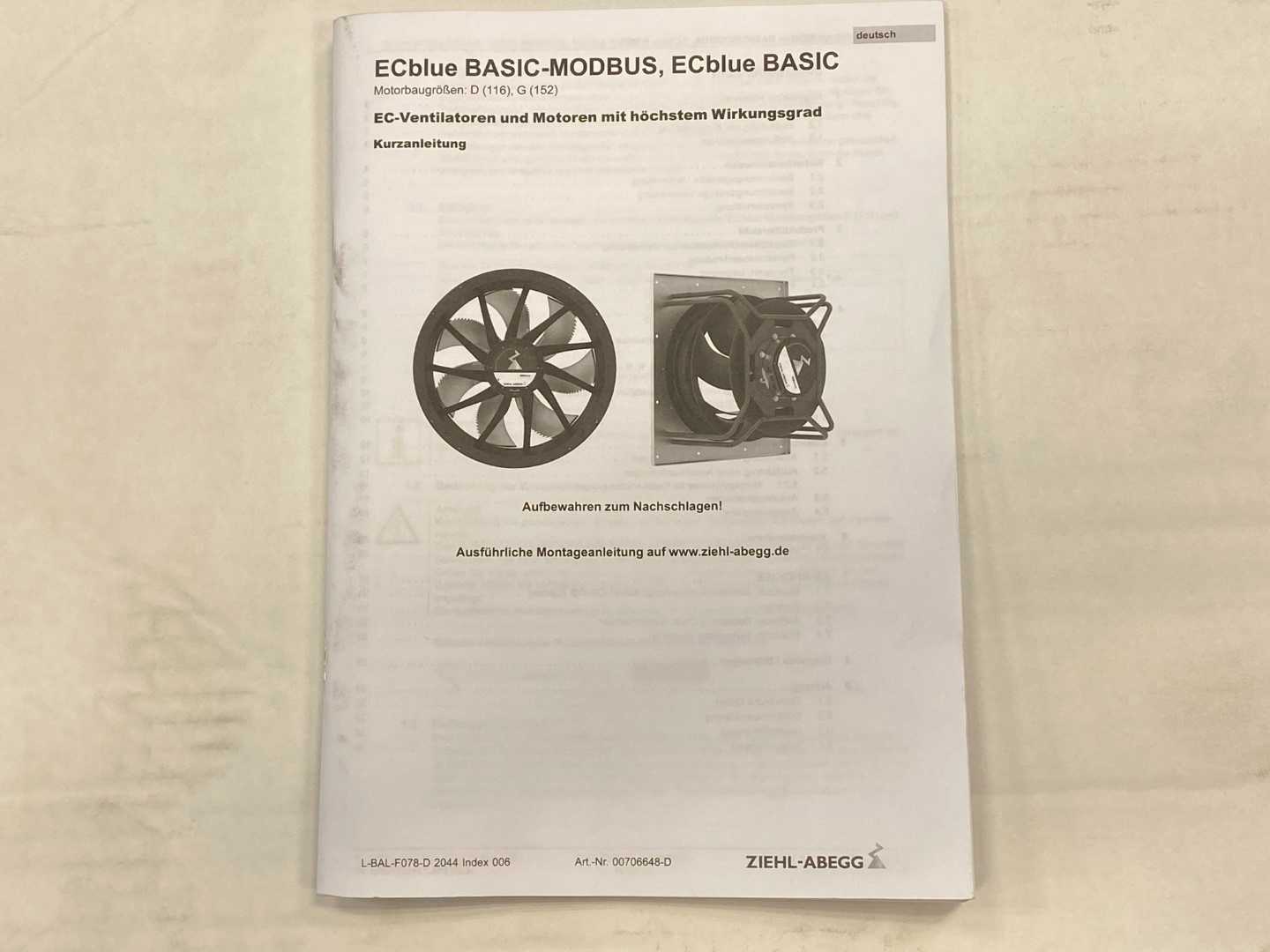 ZIEHL-ABEGG Axial Fan FN056-ZIQ.DC.V5P4 ECBlue with BASIC-MODBUS, 200-240VAC