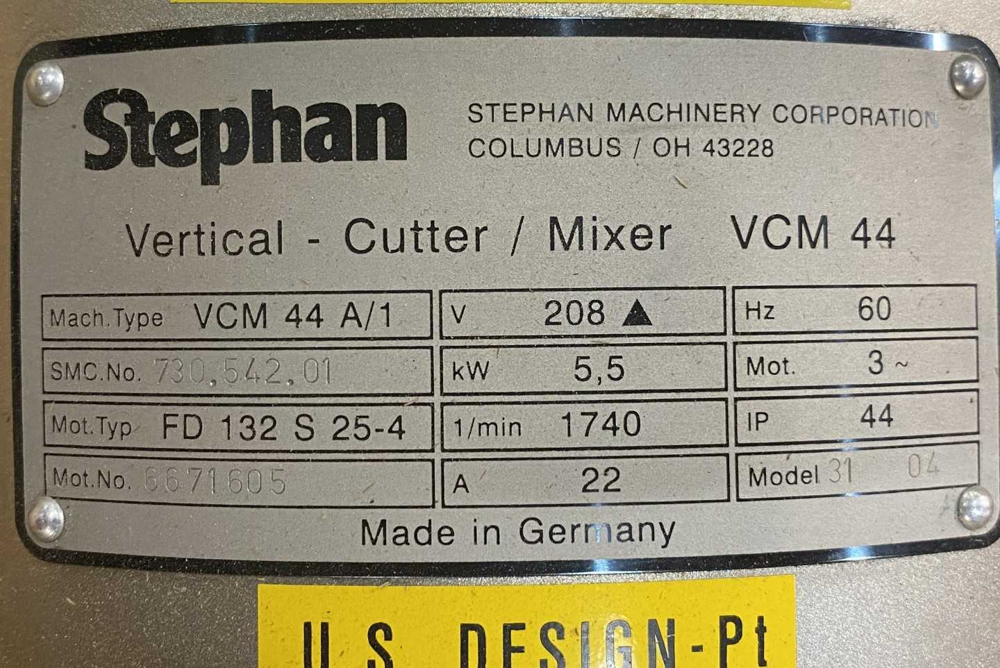 Stephan VCM-44 Vertical Cutter Mixer B